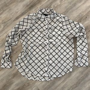 Versace 1969 chainlink blouse with western styling and roll up sleeves